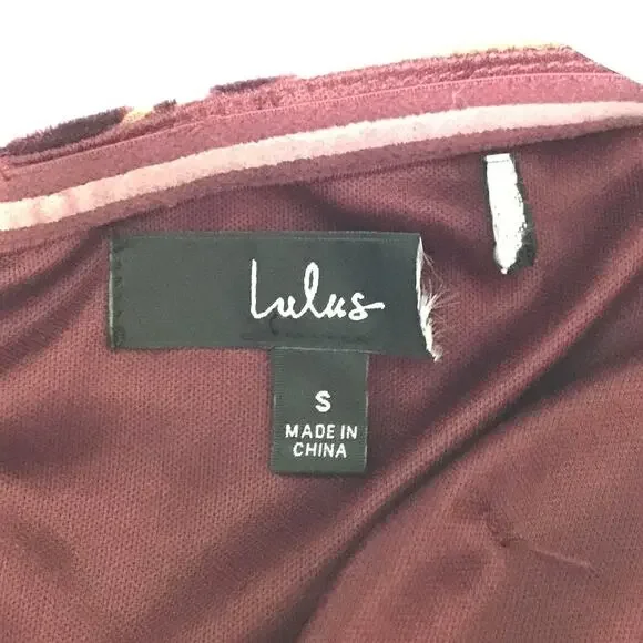 LULU'S SZ S Burgundy Exquisite Floral Burnout Strapless Maxi Dress B26 *flaw - Picture 7 of 9